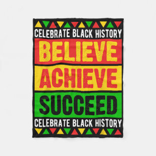 Black History Month Believe Achieve Succeed Africa Fleece Blanket