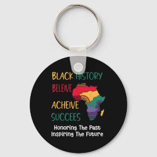 Black History Month Believe Achieve Succeed Africa Keychain