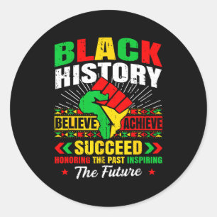 Black History Month Believe Achieve Succeed Melani Classic Round Sticker
