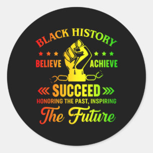 Black History Month Believe Achieve Succeed Melani Classic Round Sticker