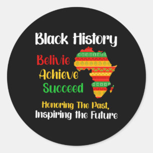 Black History Month Believe Achieve Succeed Melani Classic Round Sticker