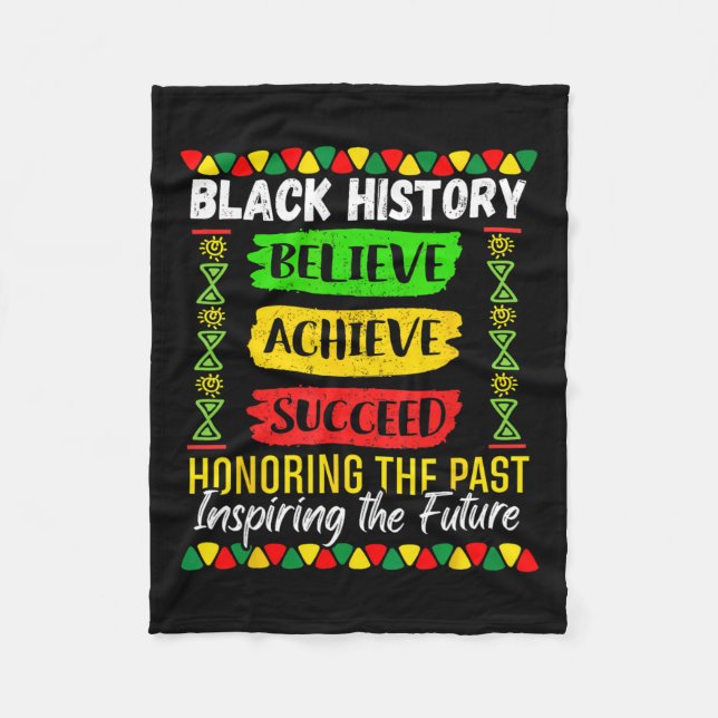 Black History Month Believe Achieve Succeed Melani Fleece Blanket (Front)