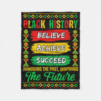 Black History Month Believe Achieve Succeed Melani Fleece Blanket