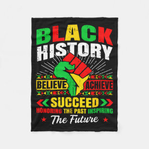 Black History Month Believe Achieve Succeed Melani Fleece Blanket