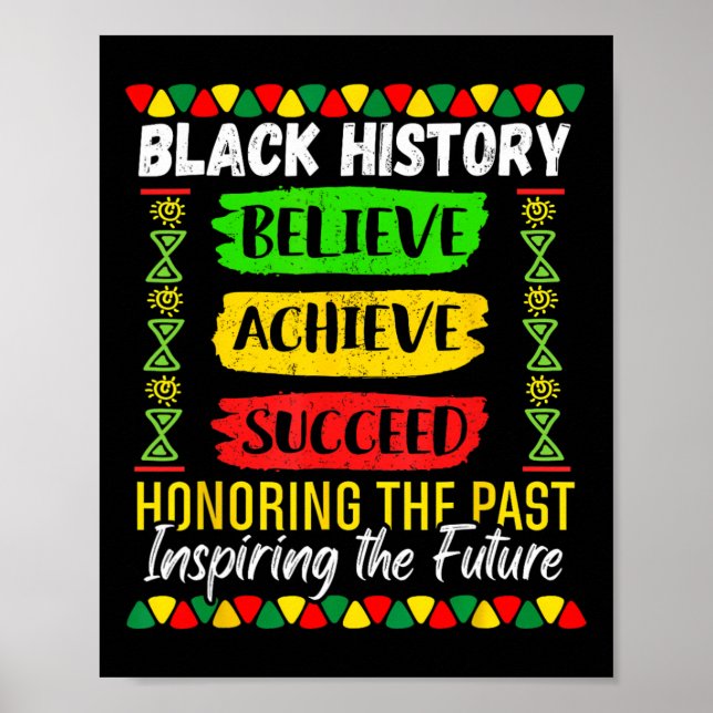 Black History Month Believe Achieve Succeed Melani Poster (Front)