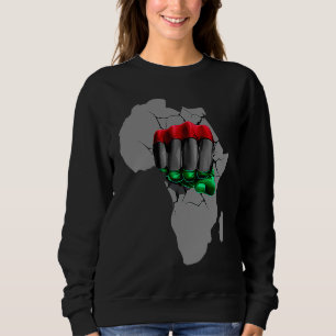 Black History Month BHM Afro Pride Hand Fist Black Sweatshirt