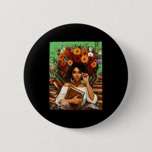 Black History Month Black Afro Girl Women Book Lov 2 Inch Round Button
