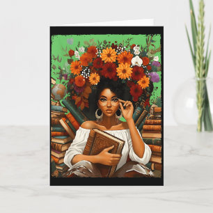 Black History Month Black Afro Girl Women Book Lov Card