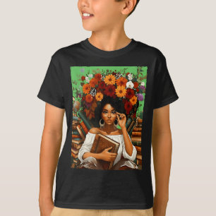 Black History Month Black Afro Girl Women Book Lov T-Shirt