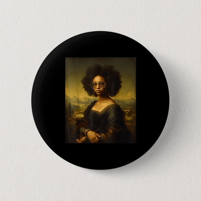 Black History Month Black Mona Lisa African Americ 2 Inch Round Button (Front)