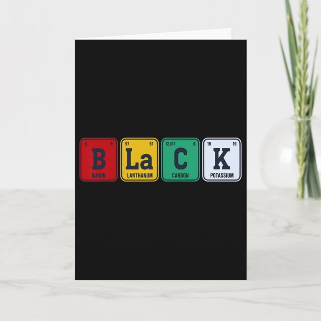 Black History Month Black Periodic Table Elements  Card (Front)