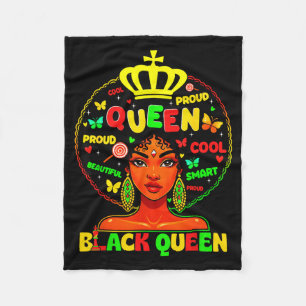 Black History Month Black Queen Afro Melanin Girl  Fleece Blanket