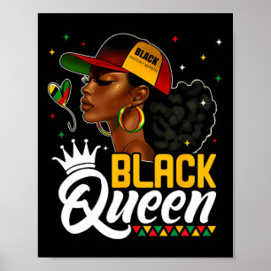 Black History Month Black Queen In Hat Melanin Gir Poster