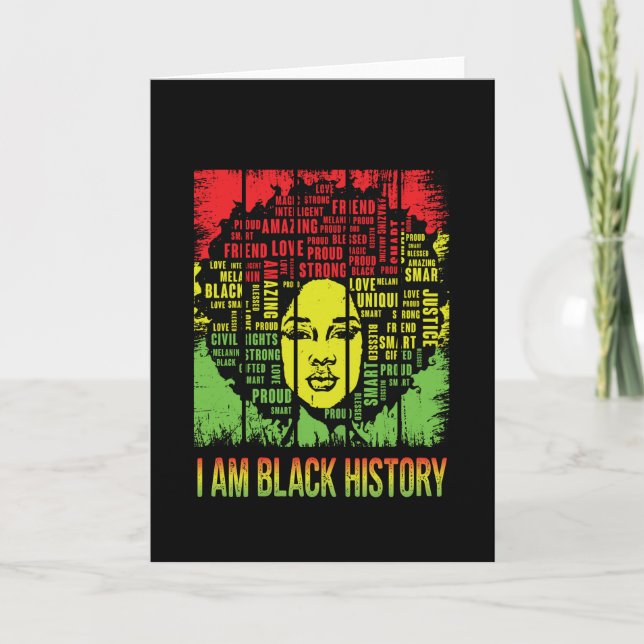 Black History Month Black Woman Afro Card (Front)