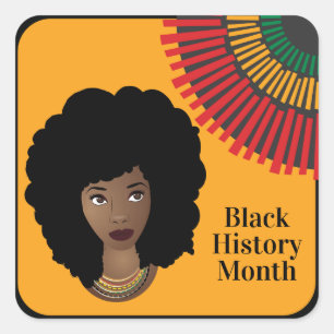 Black History Month, Black Woman, Rays of Sun Square Sticker