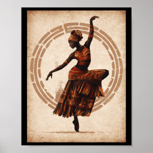 Black History Month Black Woman Tribyl Dancing Jun Poster