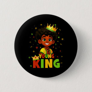 Black History Month Black Young King Afro Hair Kid 2 Inch Round Button