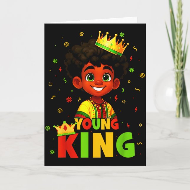 Black History Month Black Young King Afro Hair Kid Card (Front)