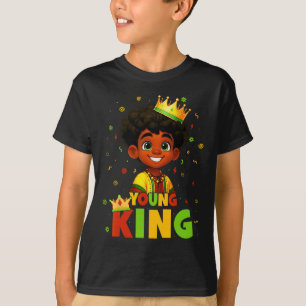 Black History Month Black Young King Afro Hair Kid T-Shirt