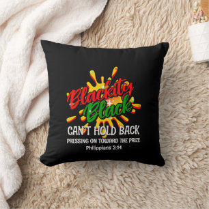 Black History Month BLACKITY BLACK CAN'T HOLD BACK Throw Pillow