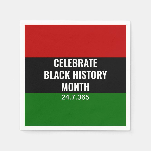 BLACK HISTORY MONTH | Celebrate | Red Black Green Napkin (Front)