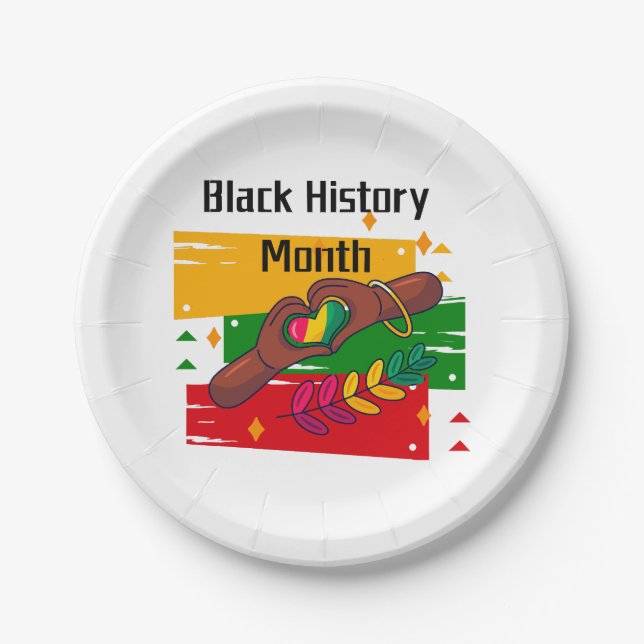 Black History Month Celebrating Rise Together  Paper Plate (Front)
