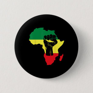 Black History Month Celebration African Map Fist  2 Inch Round Button