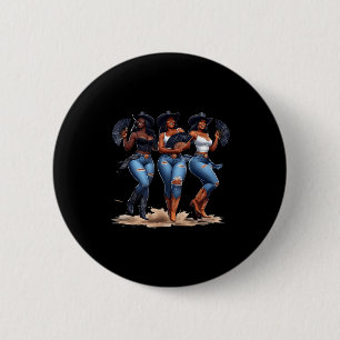 Black History Month Cowgirl Western Afro Black Wom 2 Inch Round Button