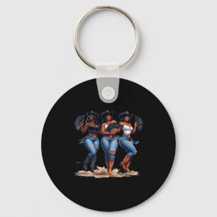 Black History Month Cowgirl Western Afro Black Wom Keychain