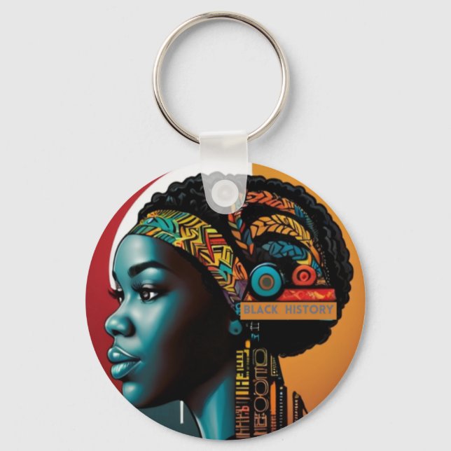 Black History month cute woman keychain  (Front)
