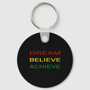 Black History Month Dream Believe Achieve - Red Ye Keychain