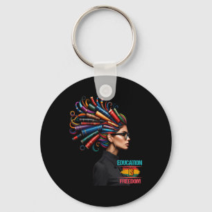 Black History Month Education Is Freedom Black Tea Keychain
