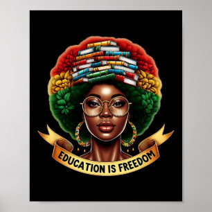 Black History Month Education Is Freedom Literacy Poster
