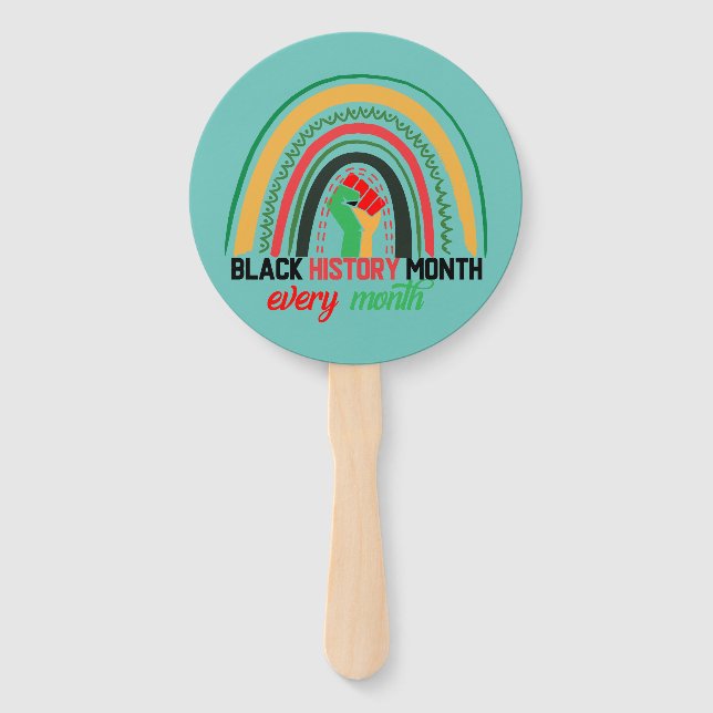 Black History Month Every Month Patriotic African  Hand Fan (Front)