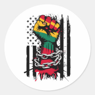 Black History Month Fist American Flag Juneteenth  Classic Round Sticker