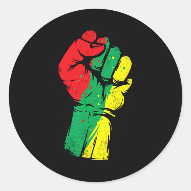 Black History Month Fist Black Power Women Men Kid Classic Round Sticker (Front)