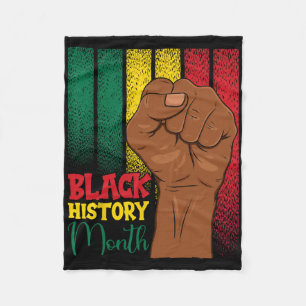 Black History Month Fist Hands In African Flag Col Fleece Blanket