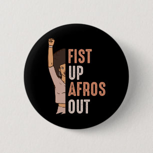 Black History Month Fist Up Afros Out Women Melani 2 Inch Round Button