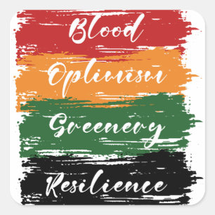black history month flag with words square sticker