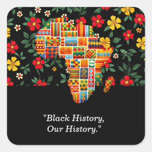 Black History Month Floral Design Square Sticker