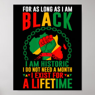 Black History Month For As Long As I Am Black I Am Poster