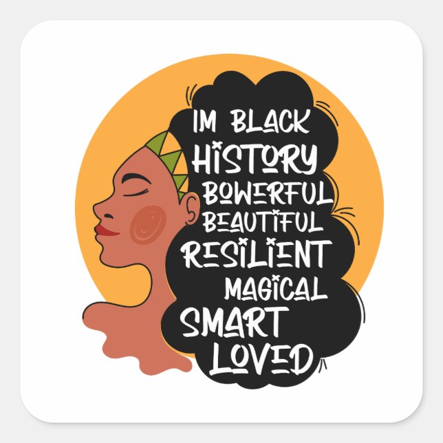 Black History Month , gift,2024,African Woman, Square Sticker (Front)