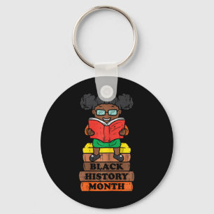 Black History Month Girl Reading Book African Prid Keychain
