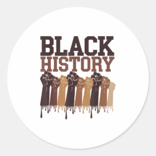 Black History Month Hands Symbol Afro Motivation  Classic Round Sticker
