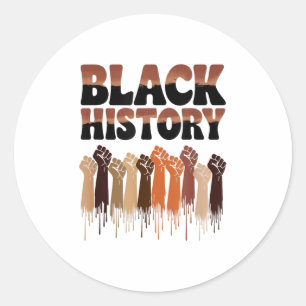 Black History Month Hands Symbol Afro Motivation Classic Round Sticker