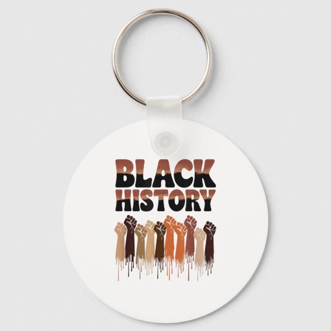 Black History Month Hands Symbol Afro Motivation  Keychain (Front)