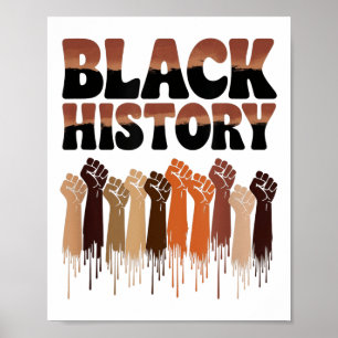 Black History Month Hands Symbol Afro Motivation  Poster
