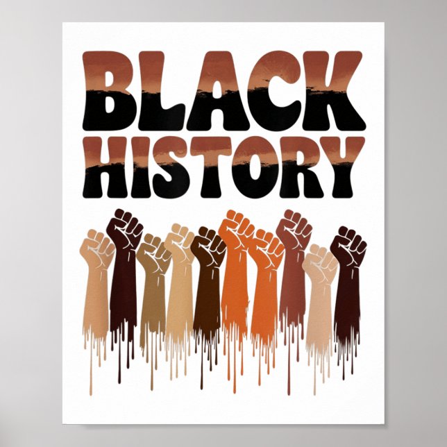 Black History Month Hands Symbol Afro Motivation  Poster (Front)