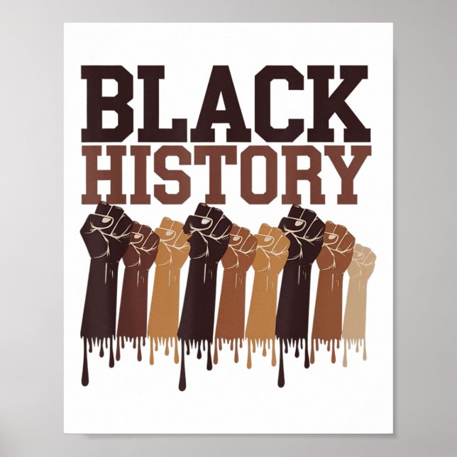 Black History Month Hands Symbol Afro Motivation  Poster (Front)