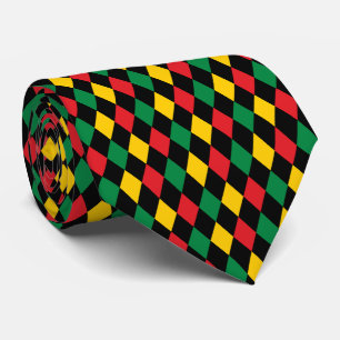 Black History Month Harlequin Diamond Pattern Tie